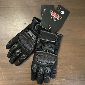 UNIK LEATHER Men’s Full Finger Glove With Knuckle Protection Armor, Black- L